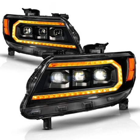 ANZO 15-22 Chevy Colorado Full LED Headlights w/ Initiation (Amber DRL) - Black ANZO Headlights  AXOPROS