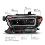 ANZO 16-22 Toyota Tacoma LED Projector Headlights w/ Light Bar Sequential Black Housing w/Initiation ANZO Headlights  AXOPROS
