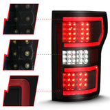ANZO 18-19 Ford F-150 LED Taillight Black Housing Clear Lens Red Light Bar W/Sequential ANZO Tail Lights  AXOPROS