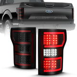 ANZO 18-19 Ford F-150 LED Taillight Black Housing Clear Lens Red Light Bar W/Sequential ANZO Tail Lights  AXOPROS