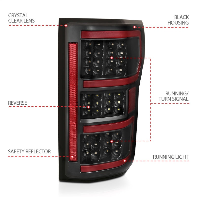 ANZO 18-19 Ford F-150 LED Taillights Black ANZO Tail Lights  AXOPROS