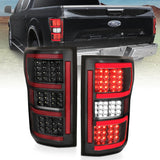 ANZO 18-19 Ford F-150 LED Taillights Black ANZO Tail Lights  AXOPROS