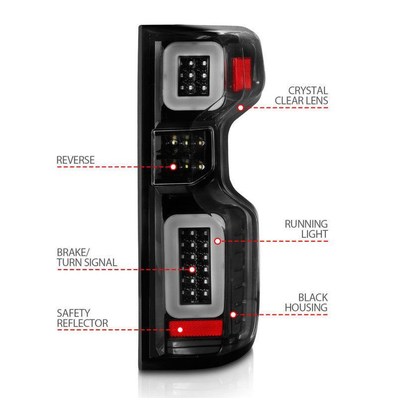 Anzo 19-21 Chevy Silverado Full LED Tailights Black Housing Clear Lens G2 (w/C Light Bars) ANZO Tail Lights  AXOPROS