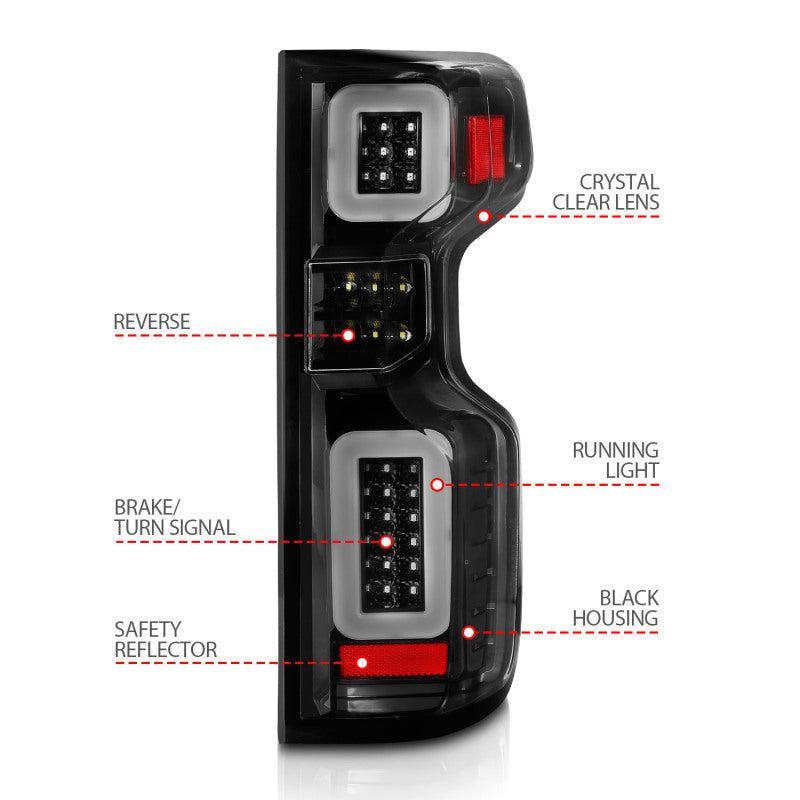 Anzo 19-21 Chevy Silverado Full LED Tailights Black Housing Clear Lens G2 (w/C Light Bars) ANZO Tail Lights  AXOPROS