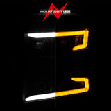 ANZO 19-22 Chevrolet Silverado 1500 LED Proj HL w/Lgt Bar SwBk Seq. Blk w/In. Light - Driver Side ON ANZO Headlights  AXOPROS