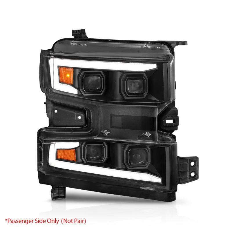 ANZO 19-22 Chevrolet Silverado 1500 LED Proj HL w/Lgt Bar SwBk Seq. Blk w/In. Light - Passenger Side ANZO Headlights  AXOPROS