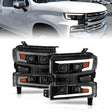 ANZO 19-22 Chevrolet Silverado 1500 LED Proj HL w/Lgt Bar SwBk Seq. Blk w/In. Light - Passenger Side ANZO Headlights  AXOPROS