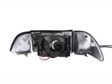 ANZO 1987-1993 Ford Mustang Crystal Headlights Black w/ Corner Lights 3pc ANZO Headlights  AXOPROS