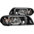 ANZO 1987-1993 Ford Mustang Crystal Headlights Black w/ Corner Lights 3pc ANZO Headlights  AXOPROS