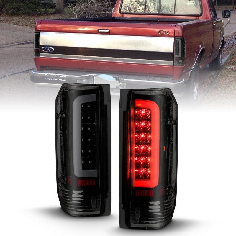 ANZO 1987-1996 Ford F-150 LED Taillights Black Housing Smoke Lens (Pair) ANZO Tail Lights  AXOPROS