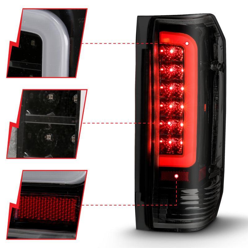 ANZO 1987-1996 Ford F-150 LED Taillights Black Housing Smoke Lens (Pair) ANZO Tail Lights  AXOPROS