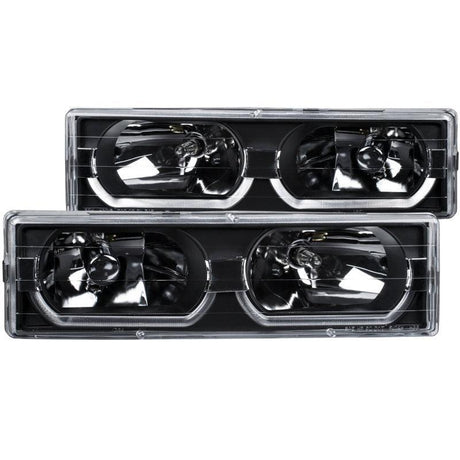 ANZO 1988-1998 Chevrolet C1500 Crystal Headlights Black w/ Low - Brow ANZO Headlights  AXOPROS