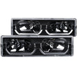 ANZO 1988-1998 Chevrolet C1500 Crystal Headlights Black w/ Low - Brow ANZO Headlights  AXOPROS