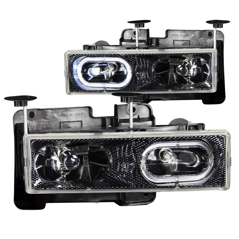 ANZO 1988-1998 Chevrolet C1500 Crystal Headlights Carbon w/ Halo ANZO Headlights  AXOPROS