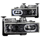 ANZO 1988-1998 Chevrolet C1500 Crystal Headlights Carbon w/ Halo ANZO Headlights  AXOPROS