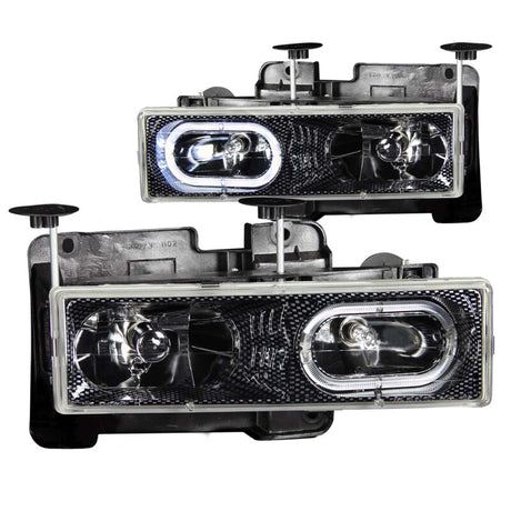 ANZO 1988-1998 Chevrolet C1500 Crystal Headlights Carbon w/ Halo ANZO Headlights  AXOPROS