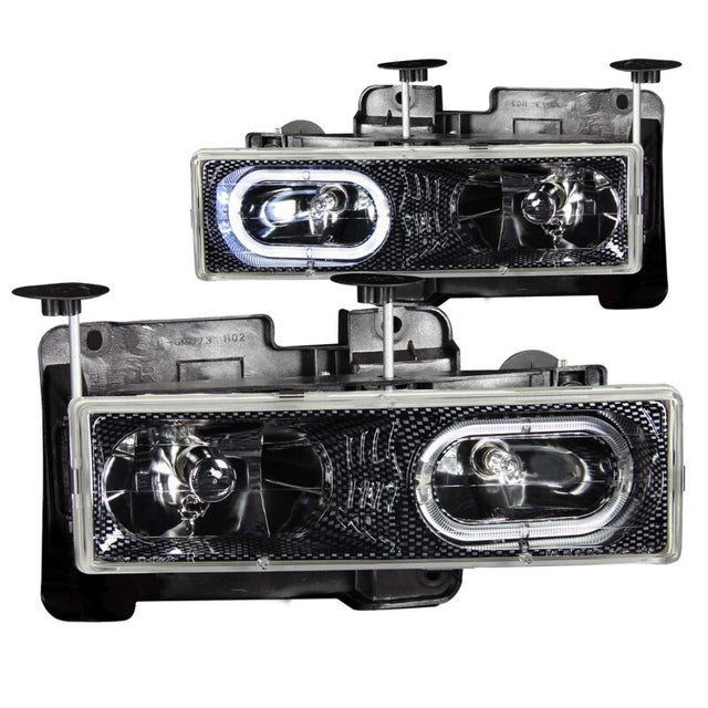 ANZO 1988-1998 Chevrolet C1500 Crystal Headlights Carbon w/ Halo ANZO Headlights  AXOPROS