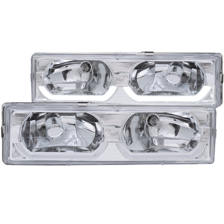 ANZO 1988-1998 Chevrolet C1500 Crystal Headlights Chrome w/ Low - Brow ANZO Headlights  AXOPROS
