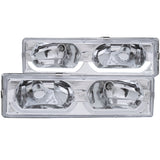 ANZO 1988-1998 Chevrolet C1500 Crystal Headlights Chrome w/ Low - Brow ANZO Headlights  AXOPROS