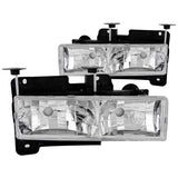 ANZO 1988-1998 Chevrolet C1500 Crystal Headlights Chrome w/o Bulbs ANZO Headlights  AXOPROS