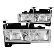 ANZO 1988-1998 Chevrolet C1500 Crystal Headlights Chrome w/o Bulbs ANZO Headlights  AXOPROS