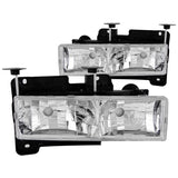 ANZO 1988-1998 Chevrolet C1500 Crystal Headlights Chrome w/o Bulbs ANZO Headlights  AXOPROS