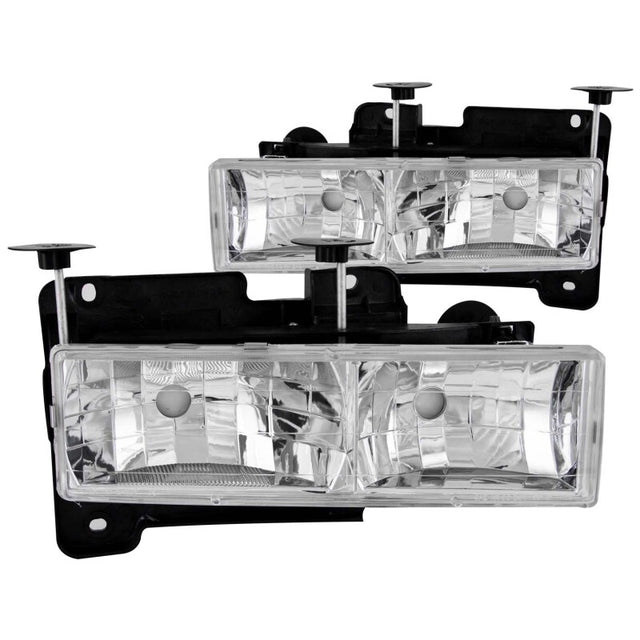 ANZO 1988-1998 Chevrolet C1500 Crystal Headlights Chrome w/o Bulbs ANZO Headlights  AXOPROS