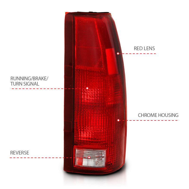 ANZO 1988-1999 Chevy C1500 Taillight Red/Clear Lens (OE Replacement) ANZO Tail Lights  AXOPROS