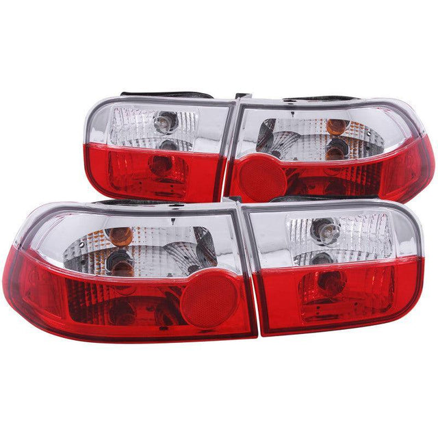 ANZO 1992-1995 Honda Civic Taillights Red/Clear ANZO Tail Lights  AXOPROS