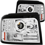 ANZO 1992-1996 Ford F-150 Projector Headlights w/ Halo Chrome w/ Side Markers and Parking Lights ANZO Headlights  AXOPROS