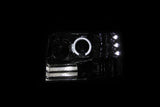 ANZO 1992-1996 Ford F-150 Projector Headlights w/ Halo Chrome w/ Side Markers and Parking Lights ANZO Headlights  AXOPROS