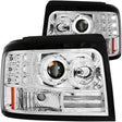 ANZO 1992-1996 Ford F-150 Projector Headlights w/ Halo Chrome w/ Side Markers and Parking Lights ANZO Headlights  AXOPROS