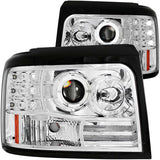 ANZO 1992-1996 Ford F-150 Projector Headlights w/ Halo Chrome w/ Side Markers and Parking Lights ANZO Headlights  AXOPROS