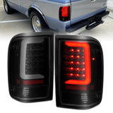 ANZO 1993-1997 Ford  Ranger LED Tail Lights w/ Light Bar Black Housing Smoked Lens ANZO Tail Lights  AXOPROS