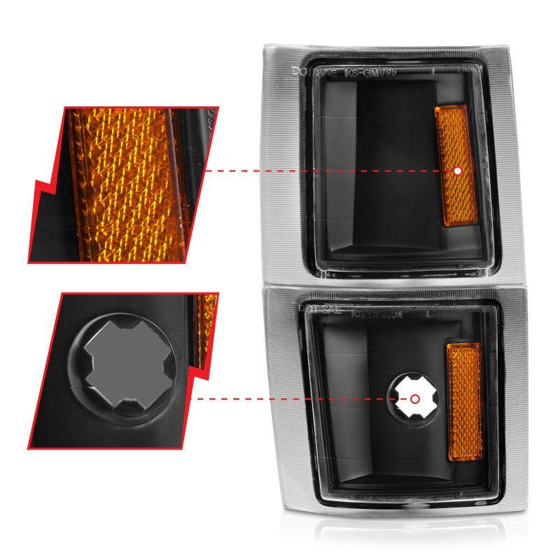 ANZO 1994-1998 Chevrolet Blazer Corner Lights Black Housing Clear Lens w/ Amber Reflector ANZO Lights Corner  AXOPROS