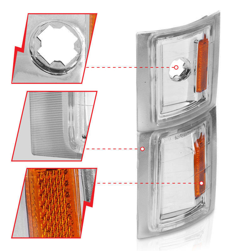 ANZO 1994-1998 Chevrolet Blazer Corner Lights Clear Lens w/ Amber Reflector ANZO Lights Corner  AXOPROS