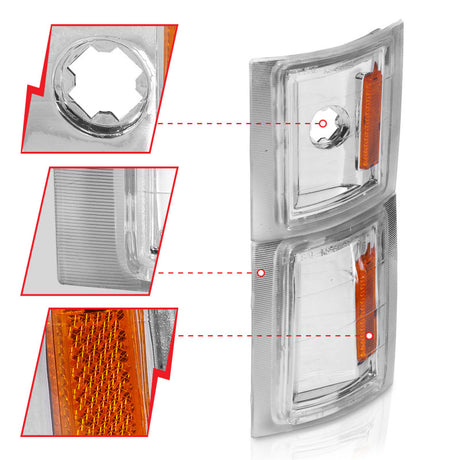 ANZO 1994-1998 Chevrolet Blazer Corner Lights Clear Lens w/ Amber Reflector ANZO Lights Corner  AXOPROS