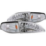 ANZO 1994-1998 Ford Mustang Crystal Headlights Chrome ANZO Headlights  AXOPROS