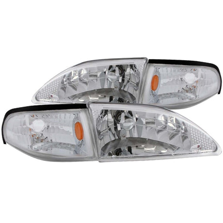 ANZO 1994-1998 Ford Mustang Crystal Headlights Chrome ANZO Headlights  AXOPROS
