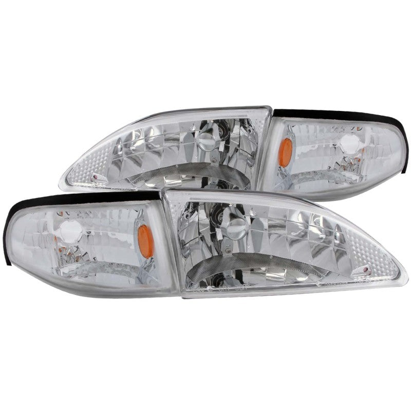 ANZO 1994-1998 Ford Mustang Crystal Headlights Chrome ANZO Headlights  AXOPROS