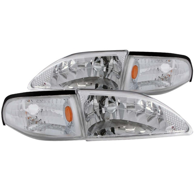 ANZO 1994-1998 Ford Mustang Crystal Headlights Chrome ANZO Headlights  AXOPROS