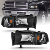 ANZO 1994-2001 Dodge Ram Crystal Headlights Black ANZO Headlights  AXOPROS