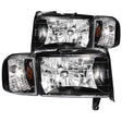 ANZO 1994-2001 Dodge Ram Crystal Headlights Black ANZO Headlights  AXOPROS