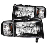 ANZO 1994-2001 Dodge Ram Crystal Headlights Black ANZO Headlights  AXOPROS