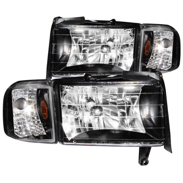 ANZO 1994-2001 Dodge Ram Crystal Headlights Black ANZO Headlights  AXOPROS