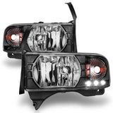 ANZO 1994-2001 Dodge Ram Crystal Headlights Black w/ LED ANZO Headlights  AXOPROS