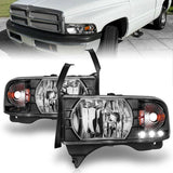 ANZO 1994-2001 Dodge Ram Crystal Headlights Black w/ LED ANZO Headlights  AXOPROS