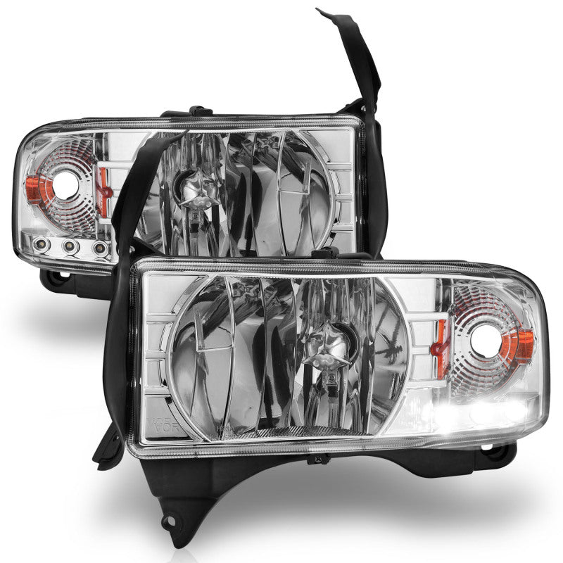 ANZO 1994-2001 Dodge Ram Crystal Headlights Chrome w/ LED ANZO Headlights  AXOPROS
