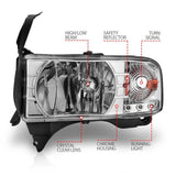 ANZO 1994-2001 Dodge Ram Crystal Headlights Chrome w/ LED ANZO Headlights  AXOPROS