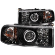 ANZO 1994-2001 Dodge Ram Projector Headlights w/ Halo Black ANZO Headlights  AXOPROS